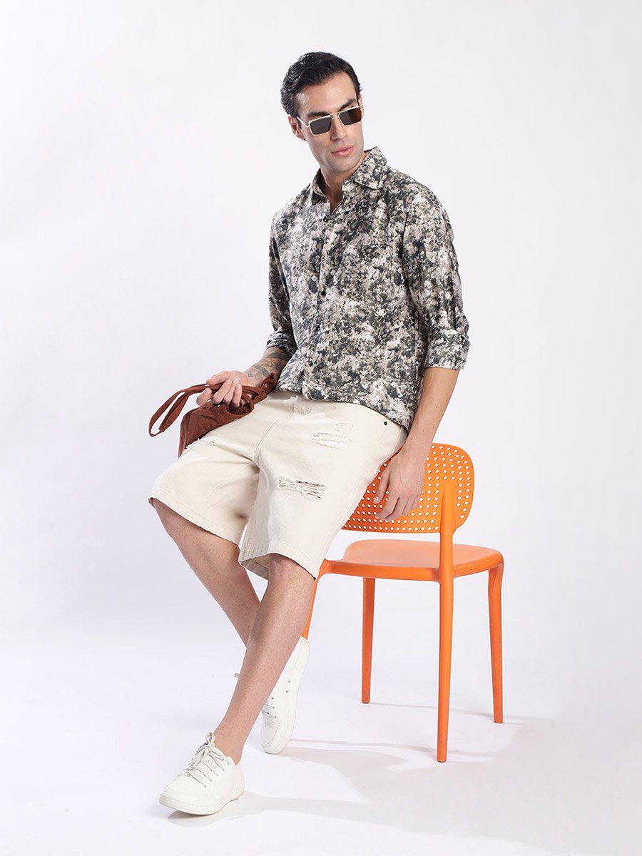Men All Over Print Slim Fit Shirt