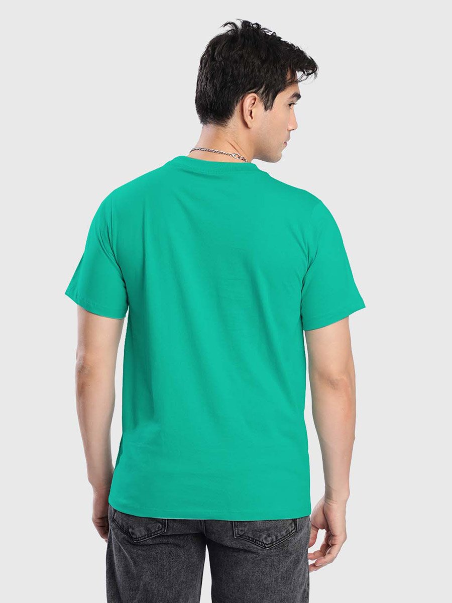 Men Green Solid Regular Fit T-Shirt
