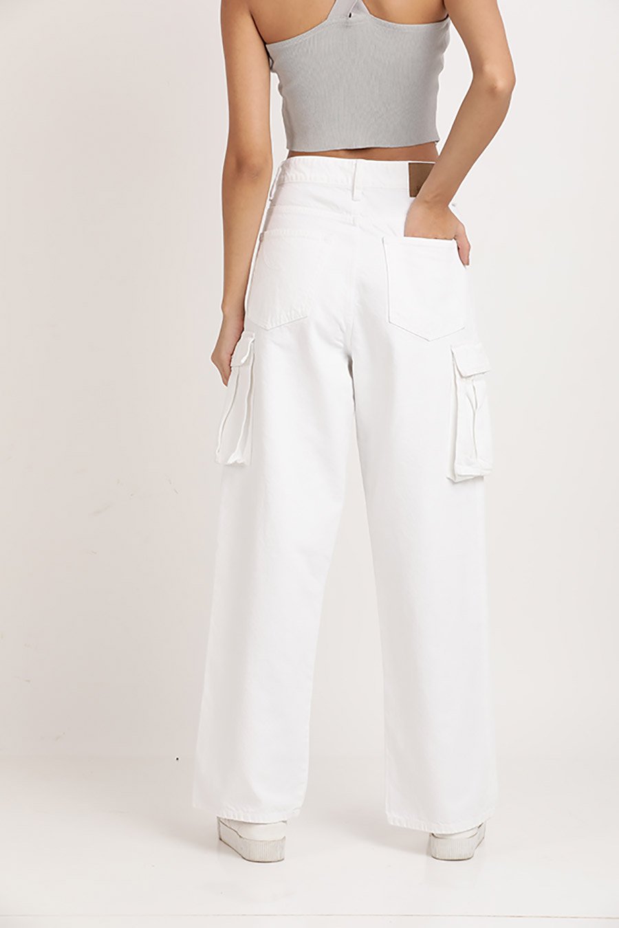 Women Relaxed Fit Pure Cotton Cargo Jeans