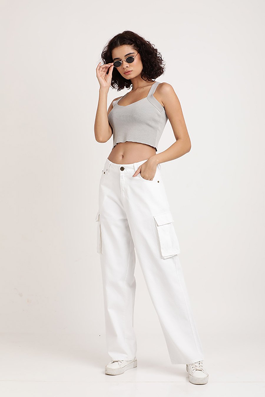 Women Relaxed Fit Pure Cotton Cargo Jeans