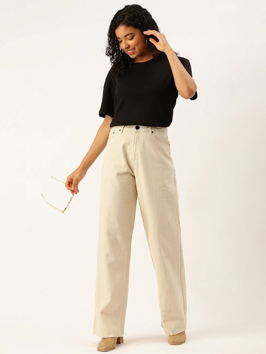 Women Mid Rise Relaxed Fit Cotton Jeans
