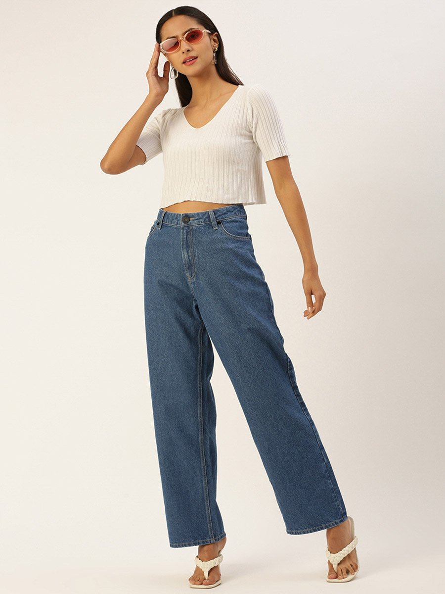 Women High Rise Straight Fit Jeans