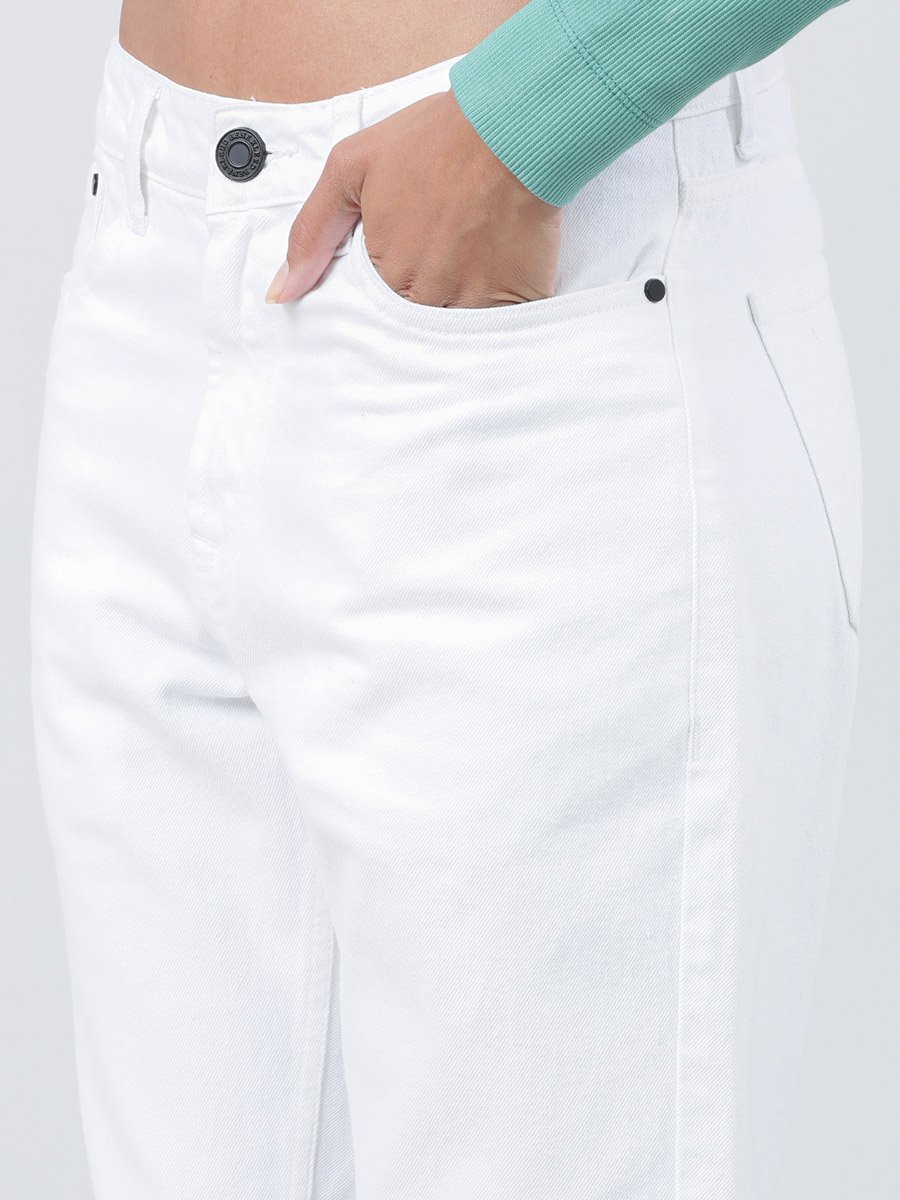 Women High Rise Solid Bootcut Jeans