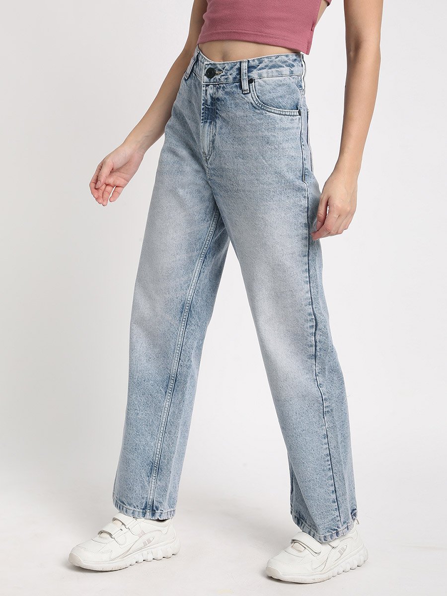 Women Straight Fit Faded Cotton Jeans