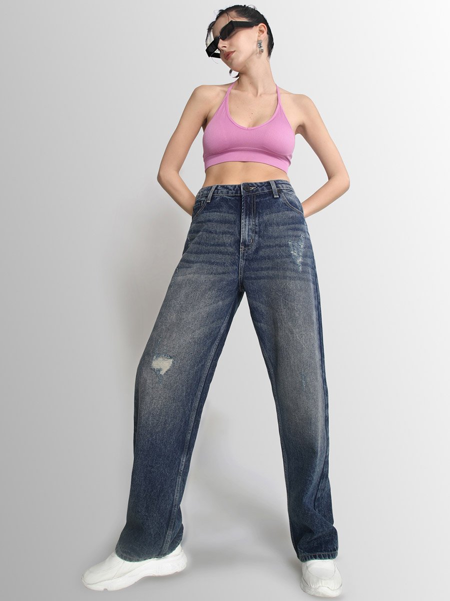 Women Relaxed Fit Light Distressed Jeans