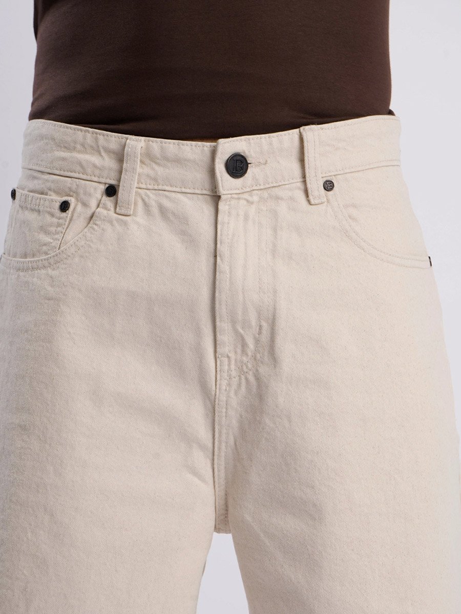 Men Off White Relaxed Fit Denim Shorts