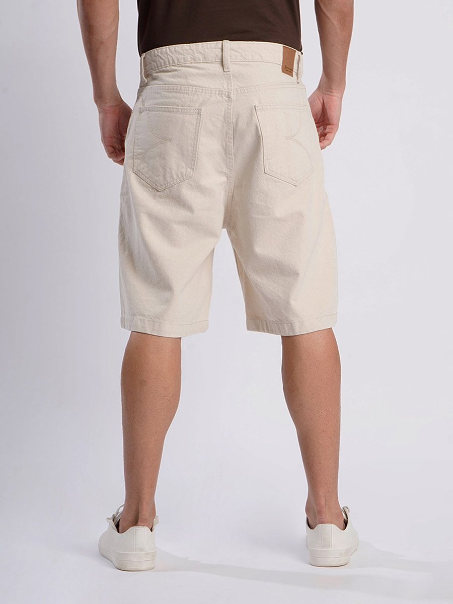 Men Off White Relaxed Fit Denim Shorts