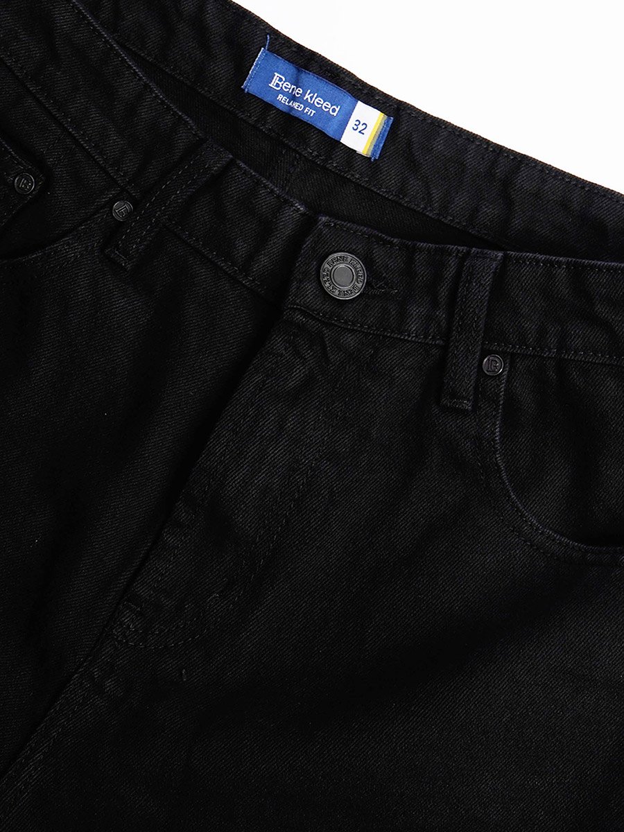 Men Black Relaxed Fit Denim Shorts