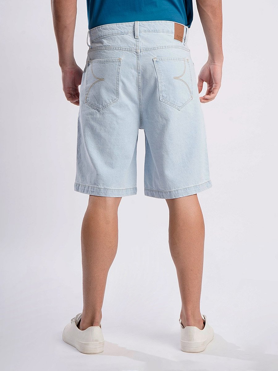 Men Light Blue Relaxed Fit Denim Shorts