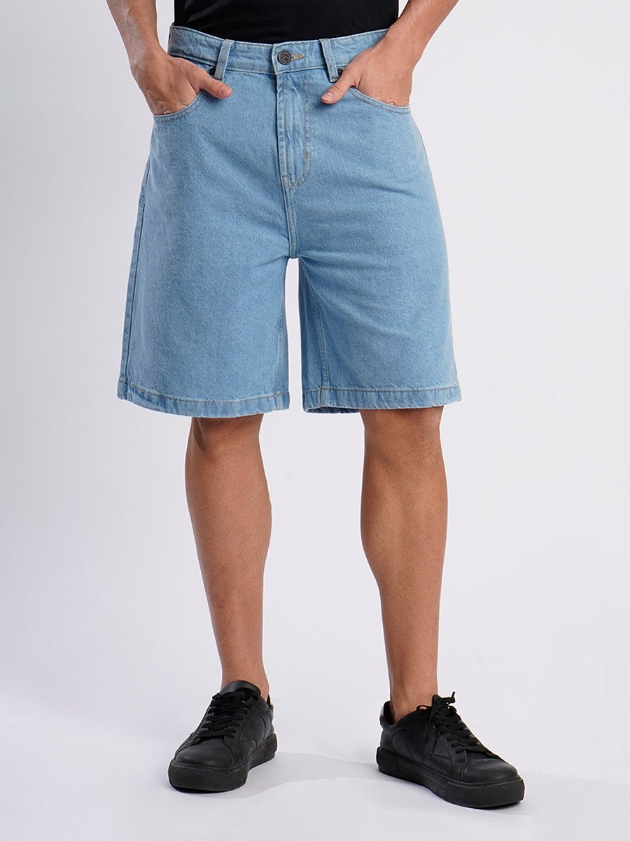 Men Blue Relaxed Fit Denim Shorts