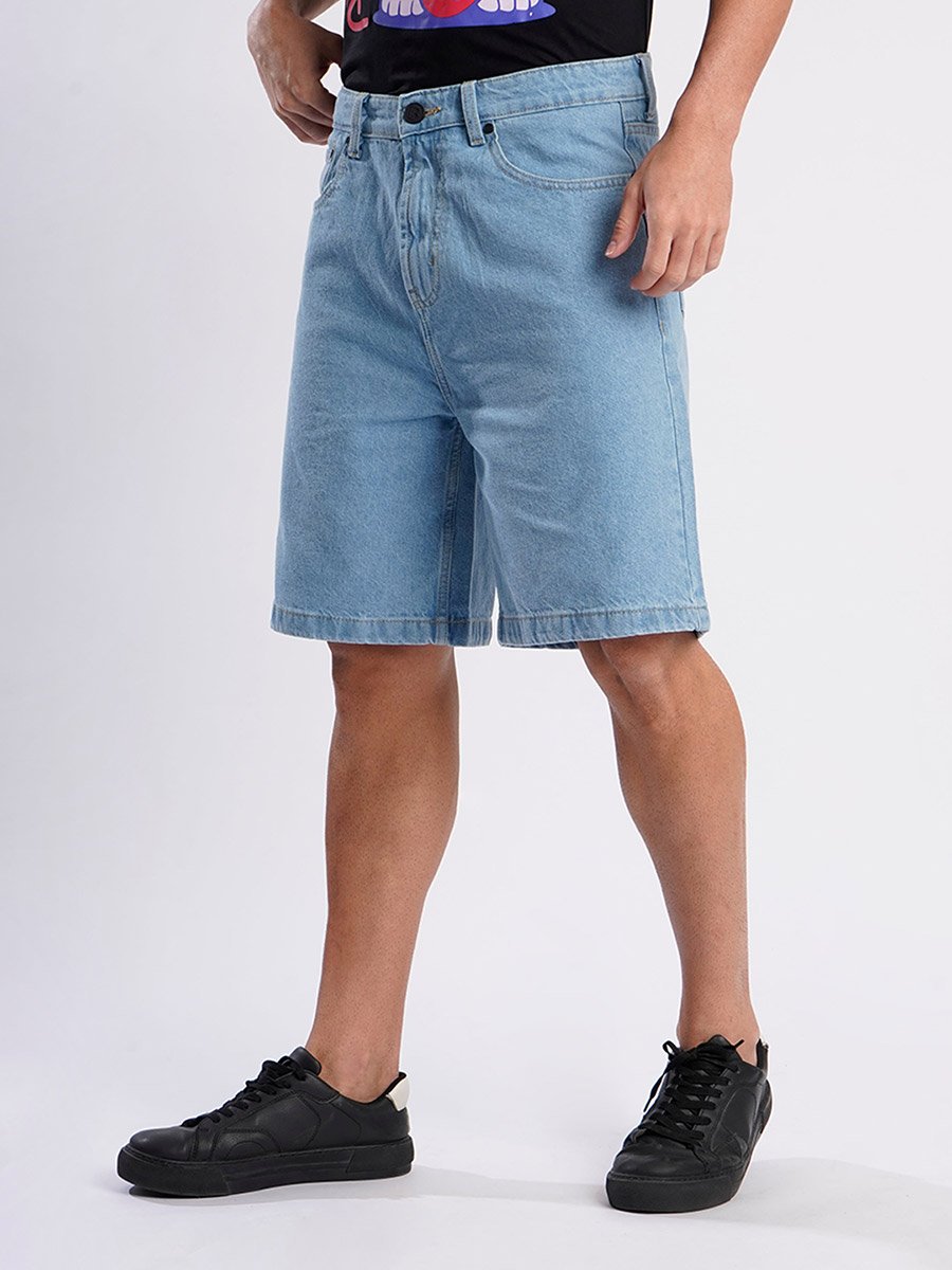 Men Blue Relaxed Fit Denim Shorts