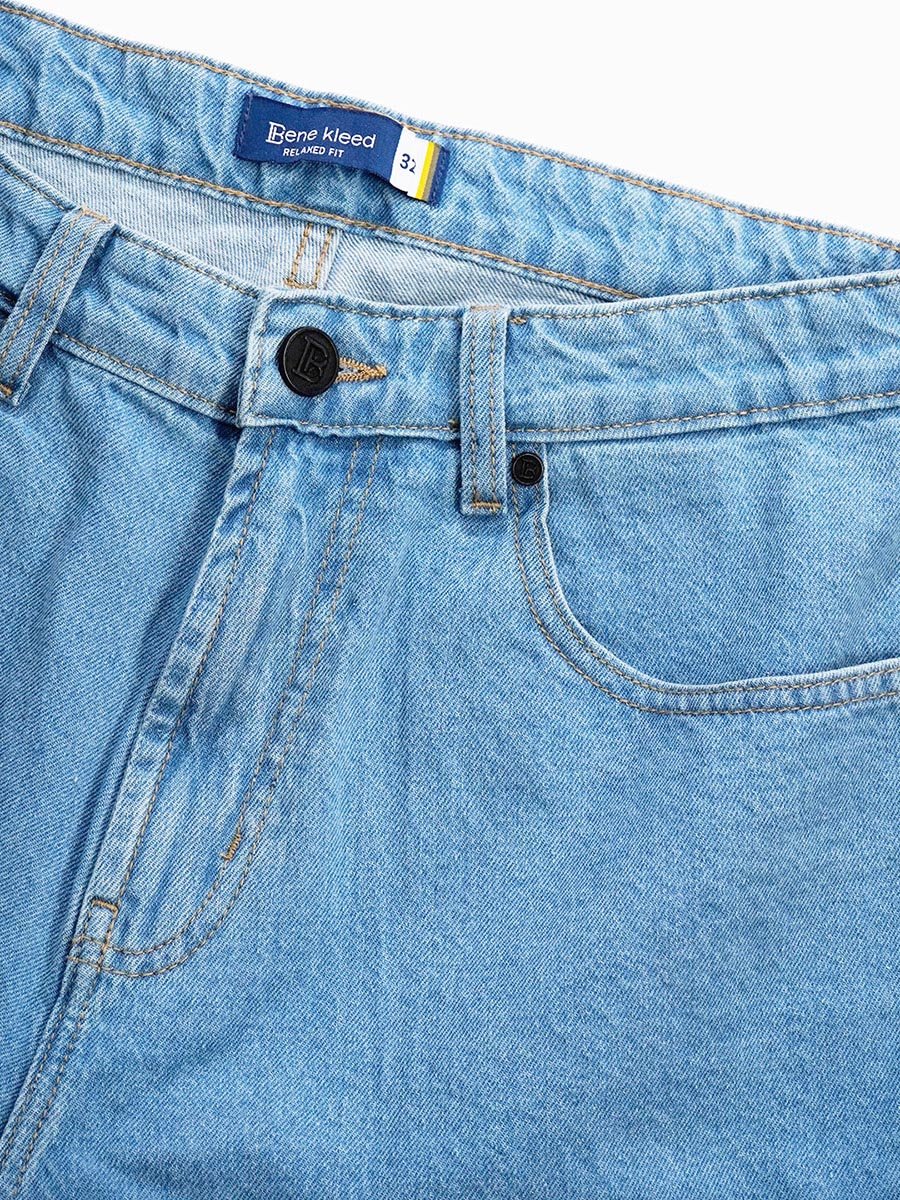 Men Blue Relaxed Fit Denim Shorts