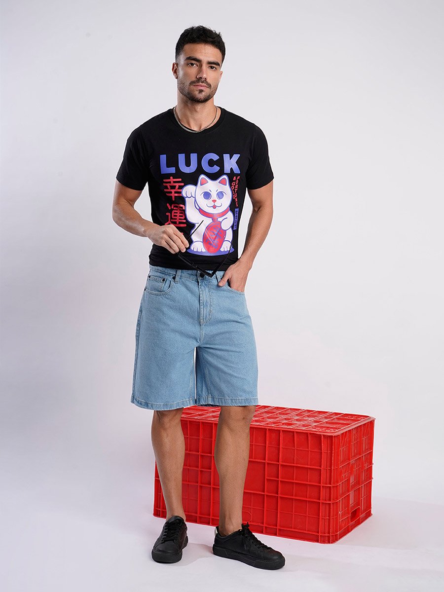 Men Blue Relaxed Fit Denim Shorts