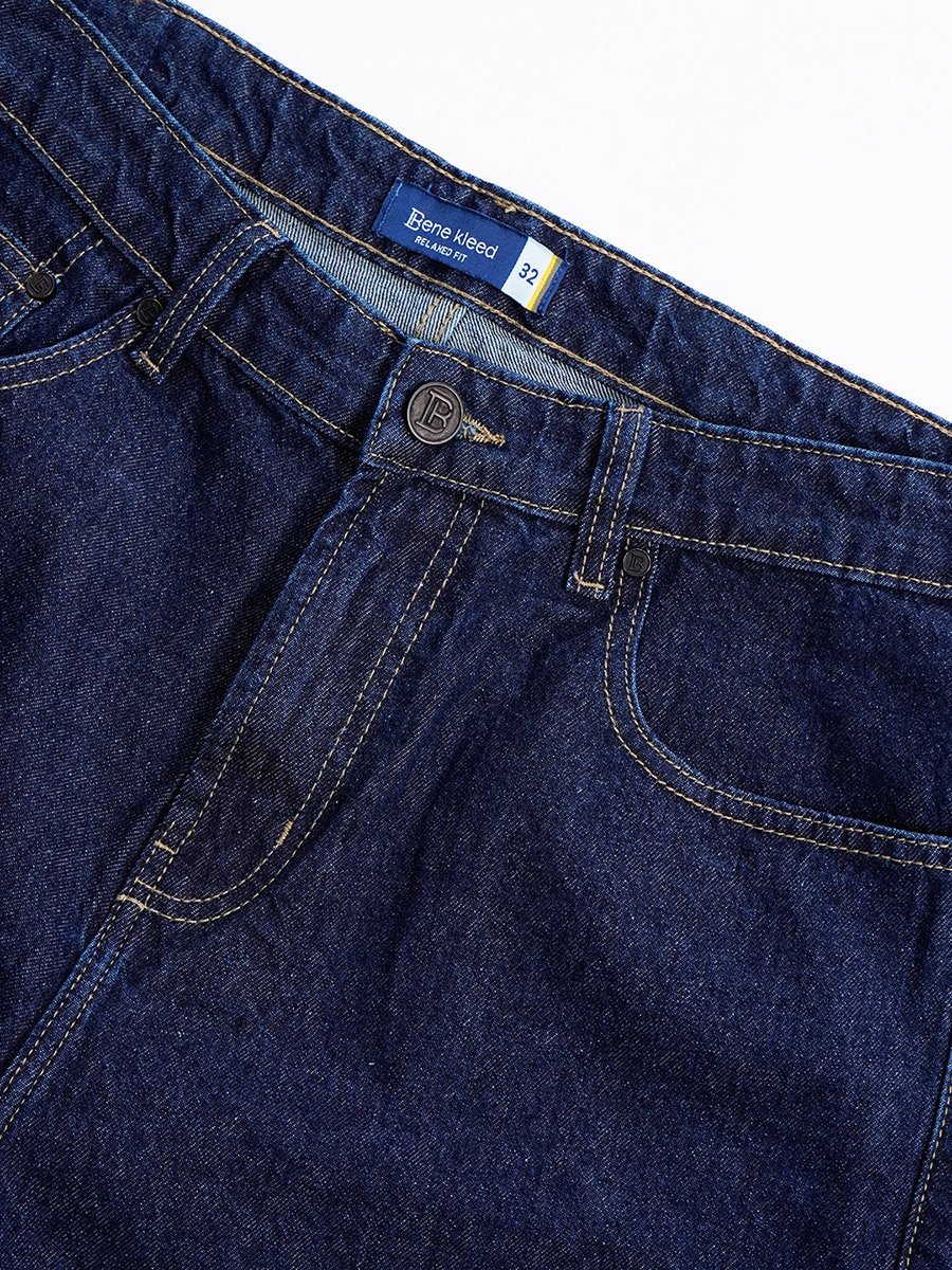 Men Dark Blue Relaxed Fit Denim Shorts
