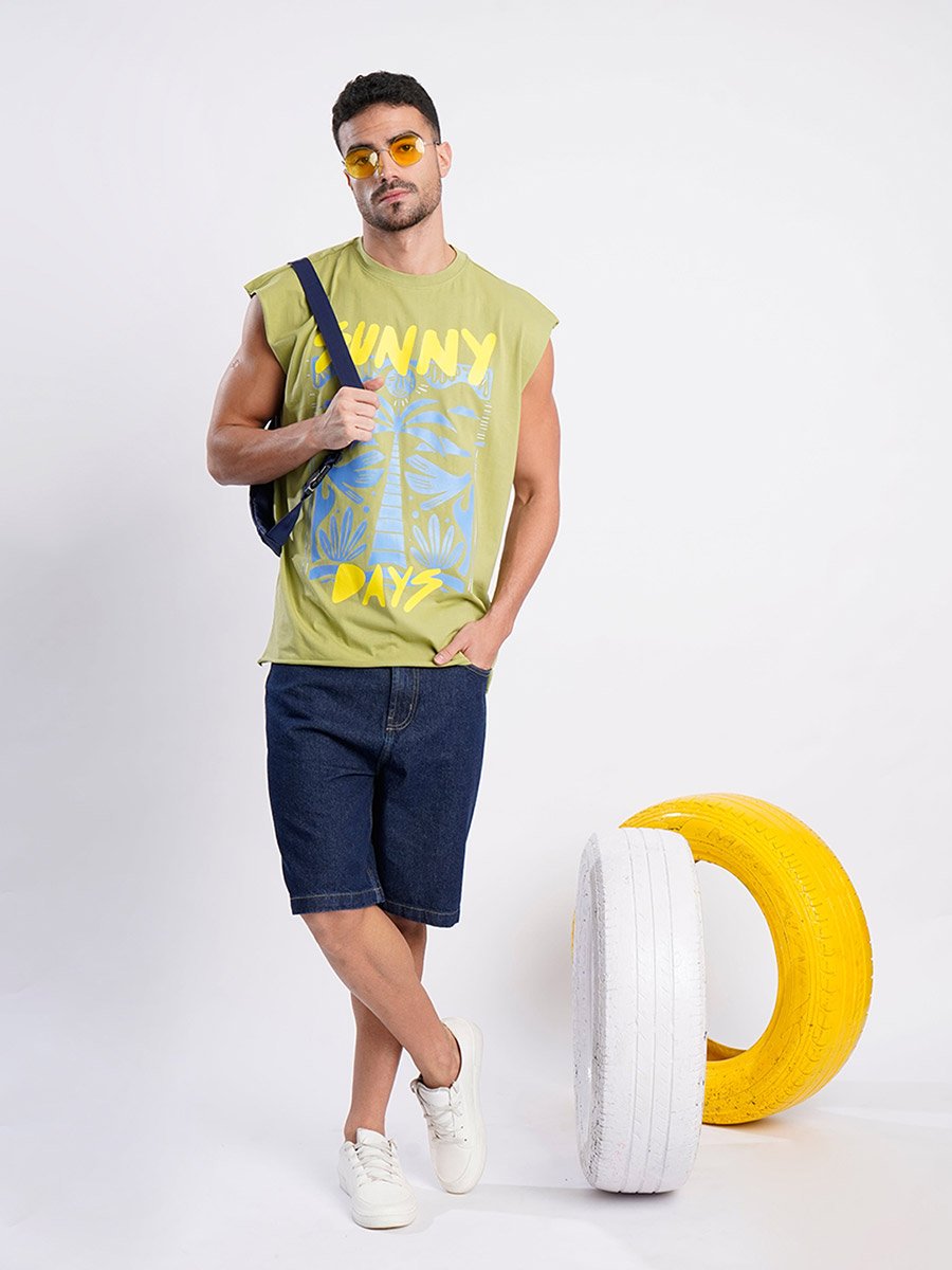 Men Dark Blue Relaxed Fit Denim Shorts