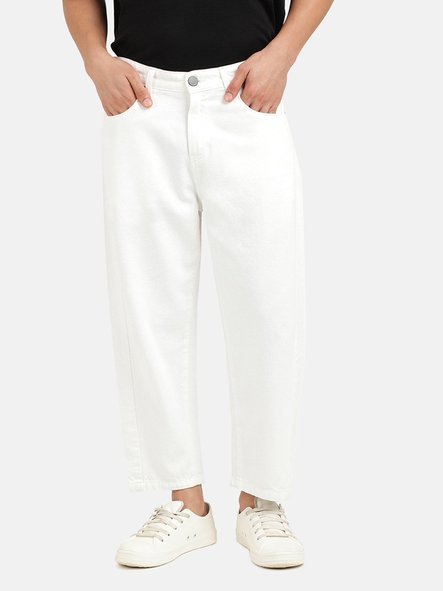 Men Pure Cotton Loose Fit Crop Jeans