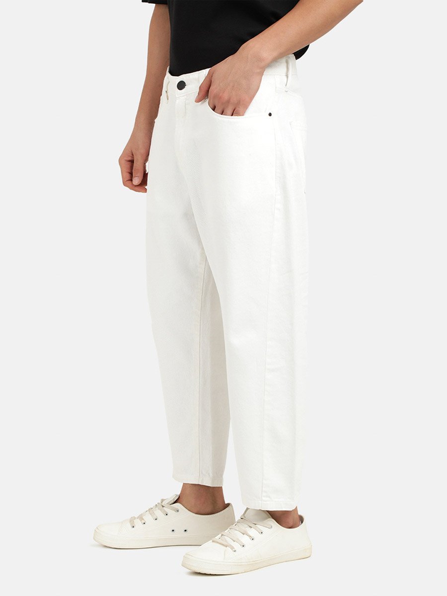 Men Pure Cotton Loose Fit Crop Jeans