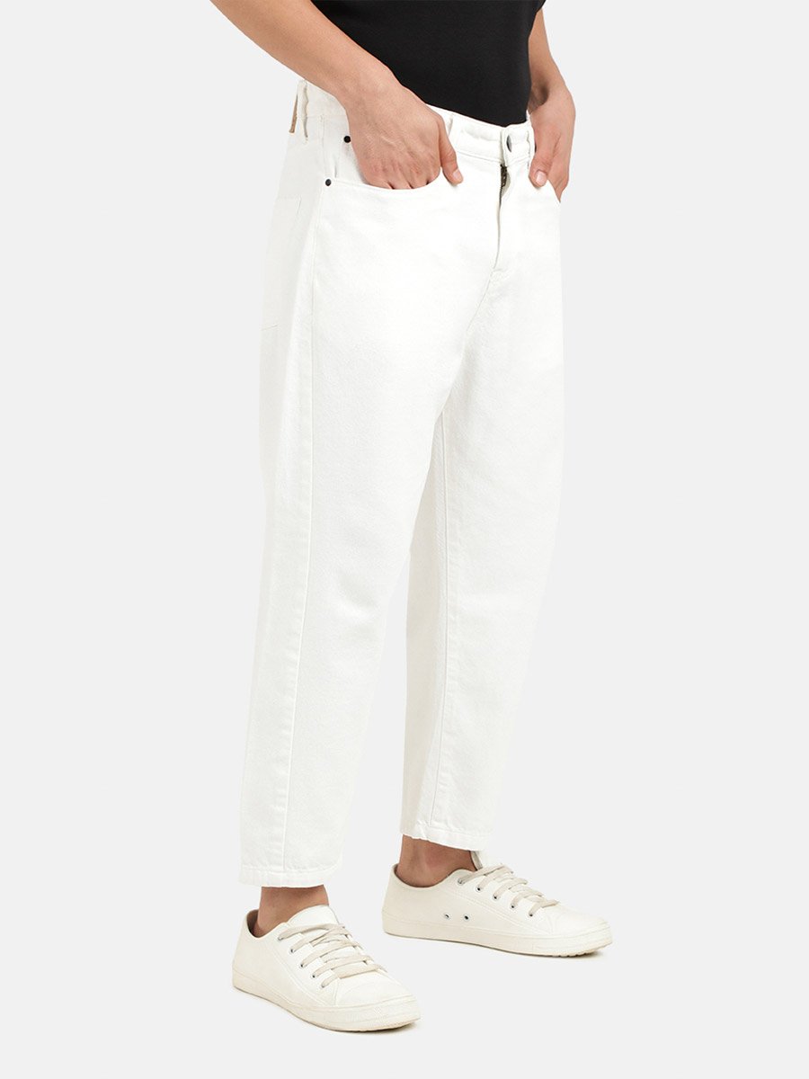 Men Pure Cotton Loose Fit Crop Jeans