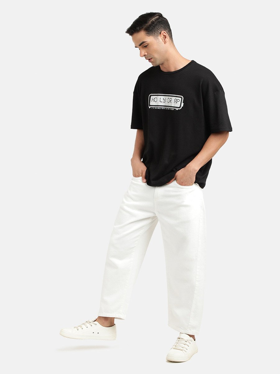Men Pure Cotton Loose Fit Crop Jeans