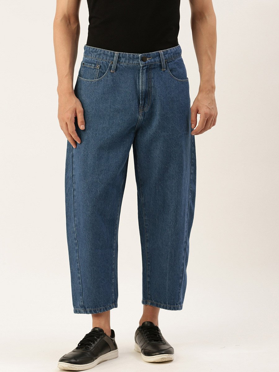 Men Cropped Loose Fit Jeans