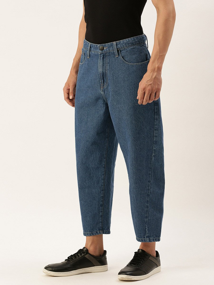 Men Cropped Loose Fit Jeans