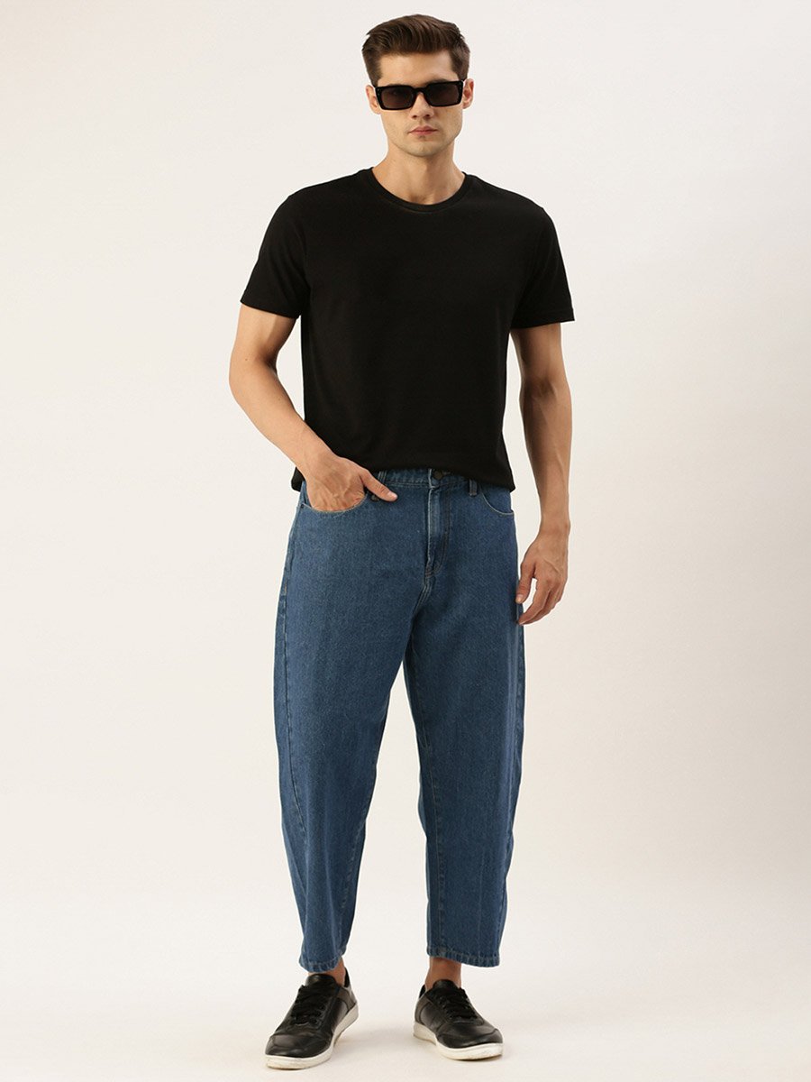 Men Cropped Loose Fit Jeans