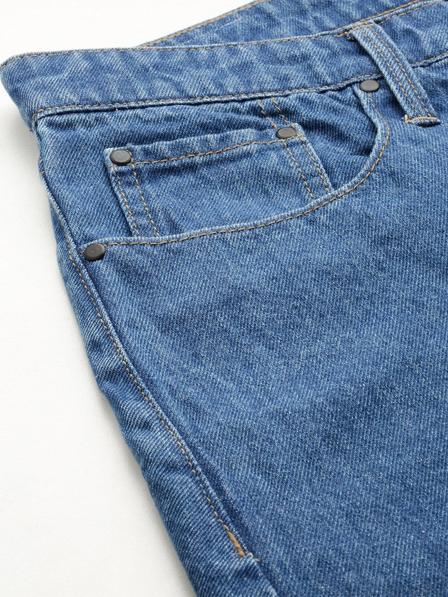 Men Cropped Loose Fit Jeans