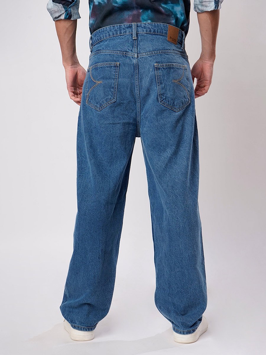 Men Blue Mid Rise Baggy Fit Jeans