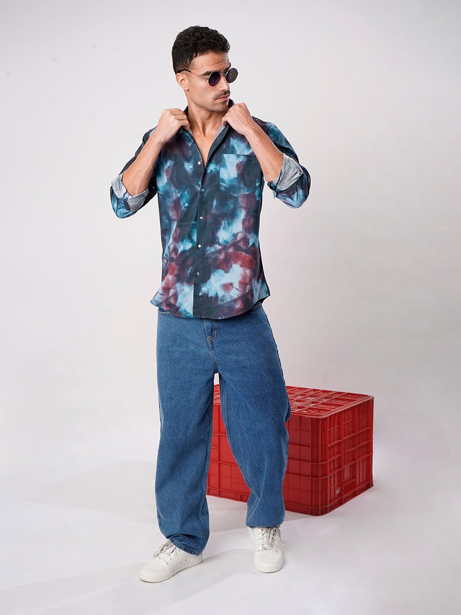 Men Blue Mid Rise Baggy Fit Jeans