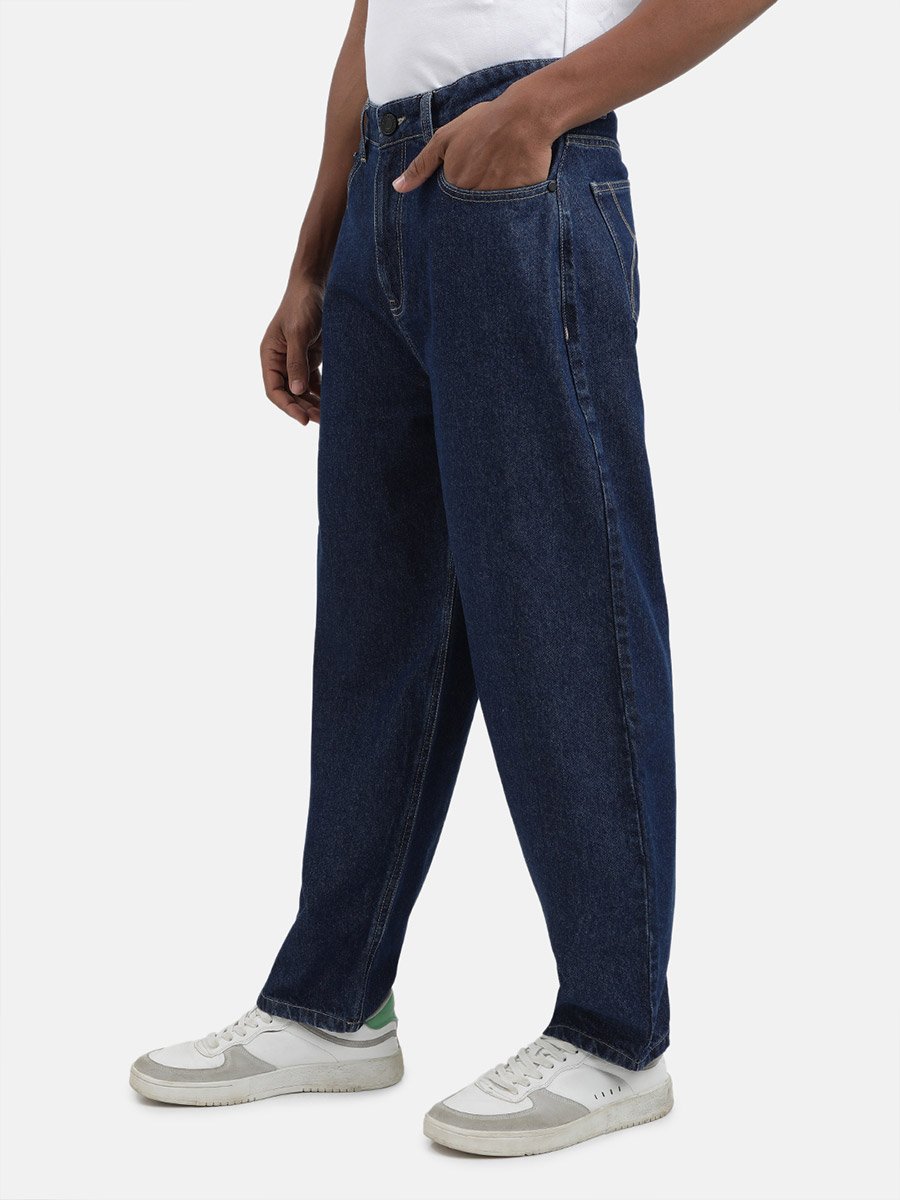 Men Mid Rise Baggy Fit Pure Cotton Jeans