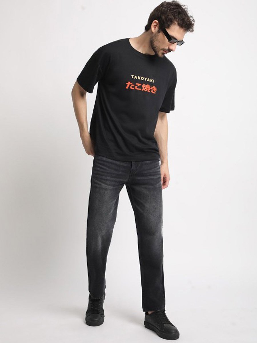 Men Black Relaxed Fit Faded Jeans