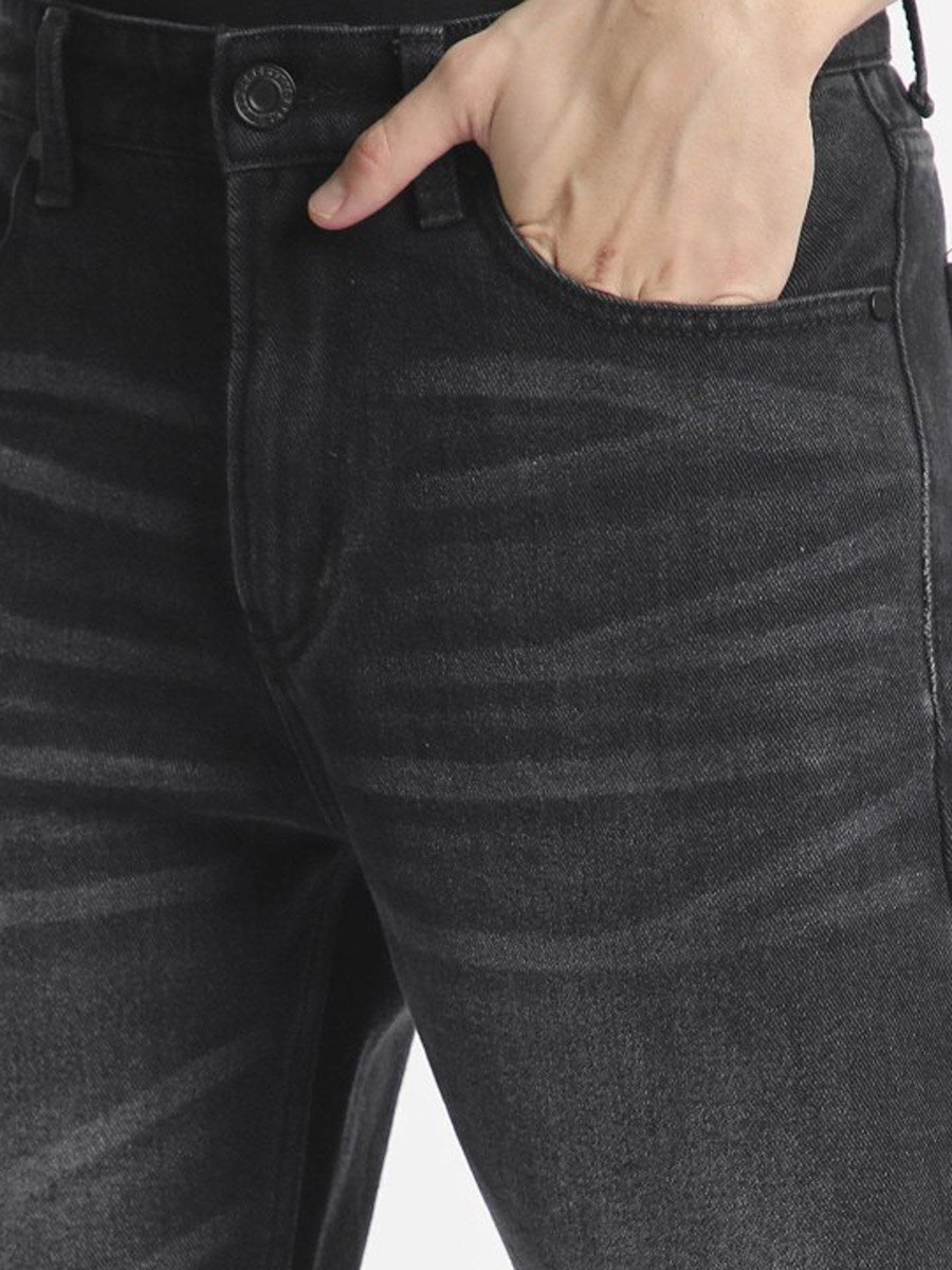 Men Black Relaxed Fit Faded Jeans
