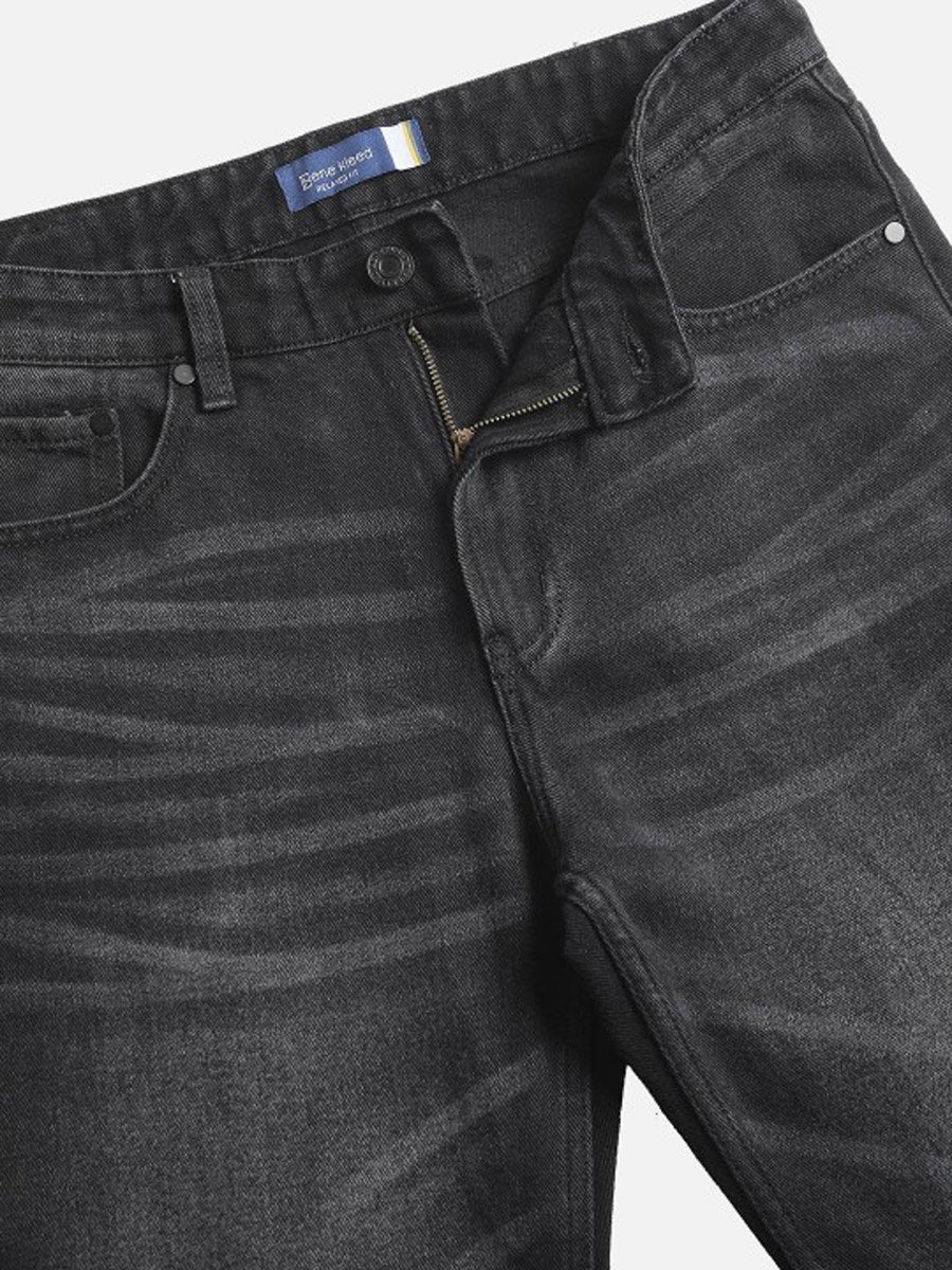 Men Black Relaxed Fit Faded Jeans