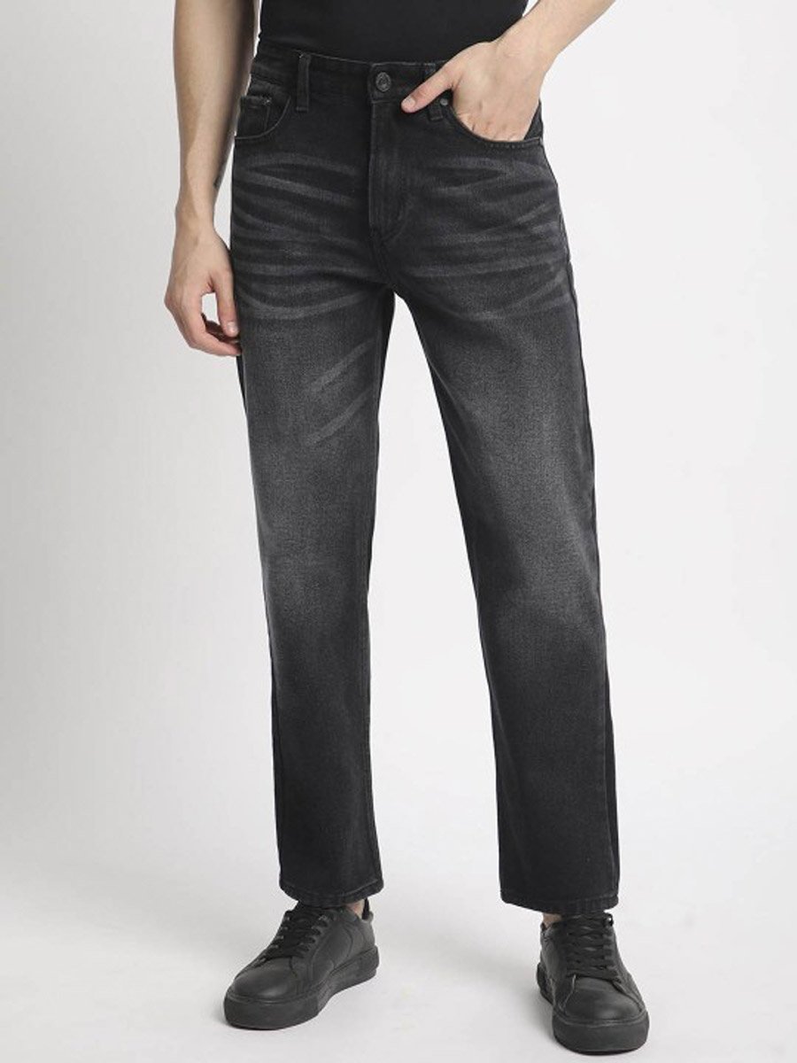 Men Black Relaxed Fit Faded Jeans