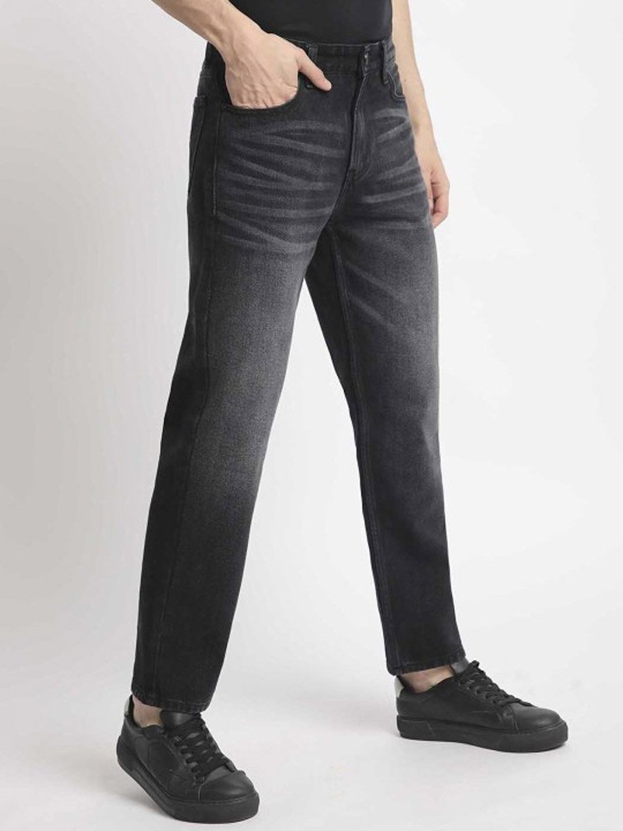 Men Black Relaxed Fit Faded Jeans