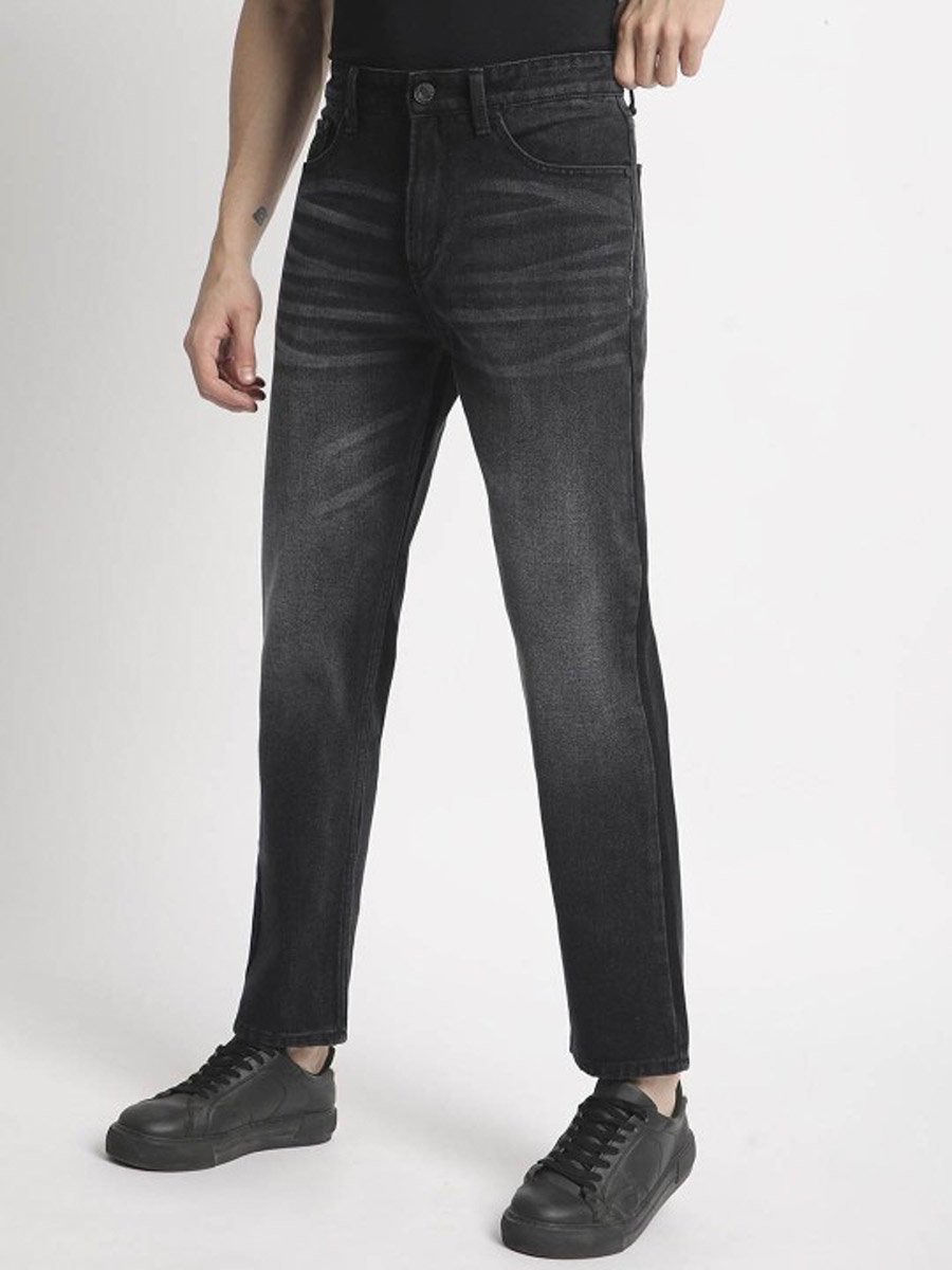 Men Black Relaxed Fit Faded Jeans