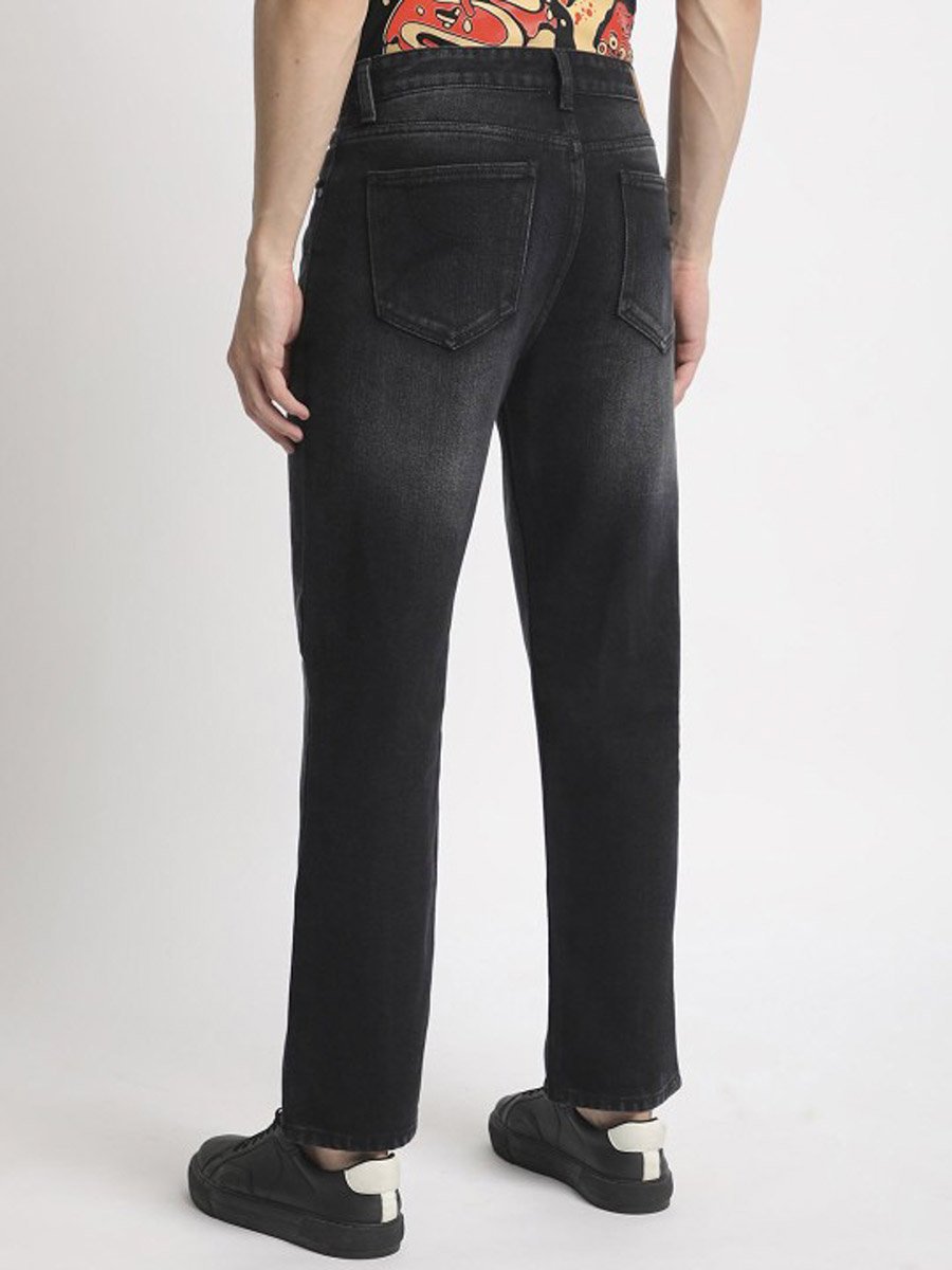 Men Black Relaxed Fit Faded Jeans