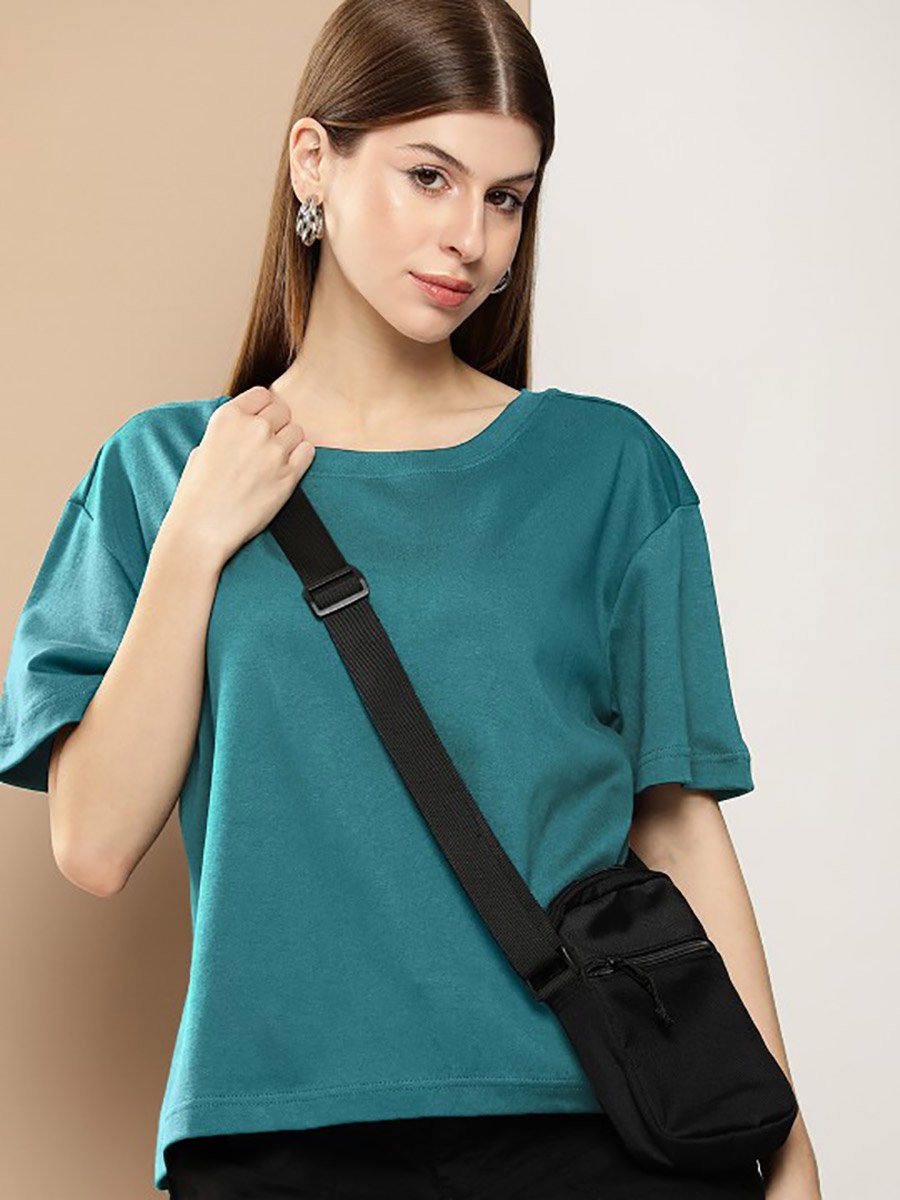 Women Green Cotton Boxy T-Shirt