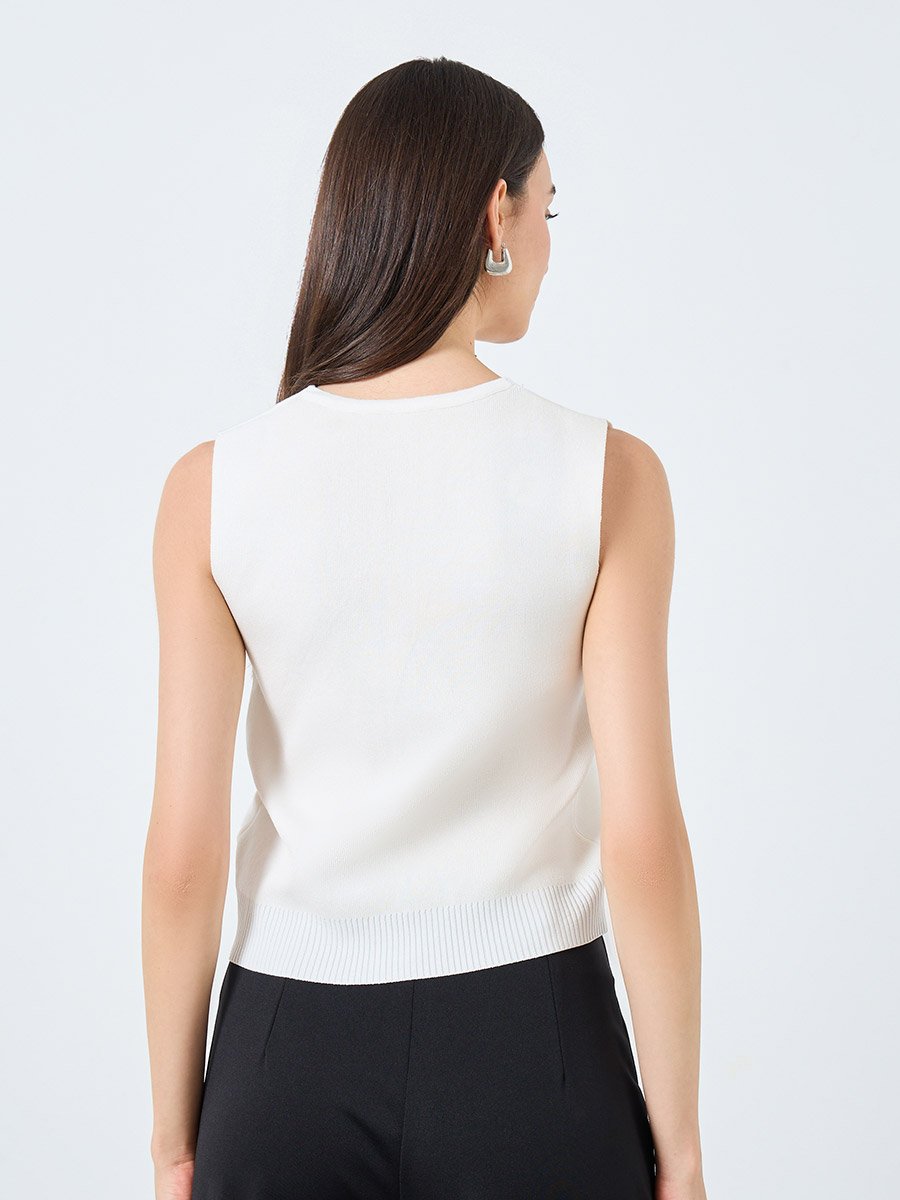 Women Elegant Sleeveless White Tank