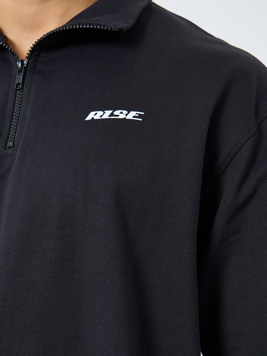 Men Relaxed Fit Quarter Zip Polo