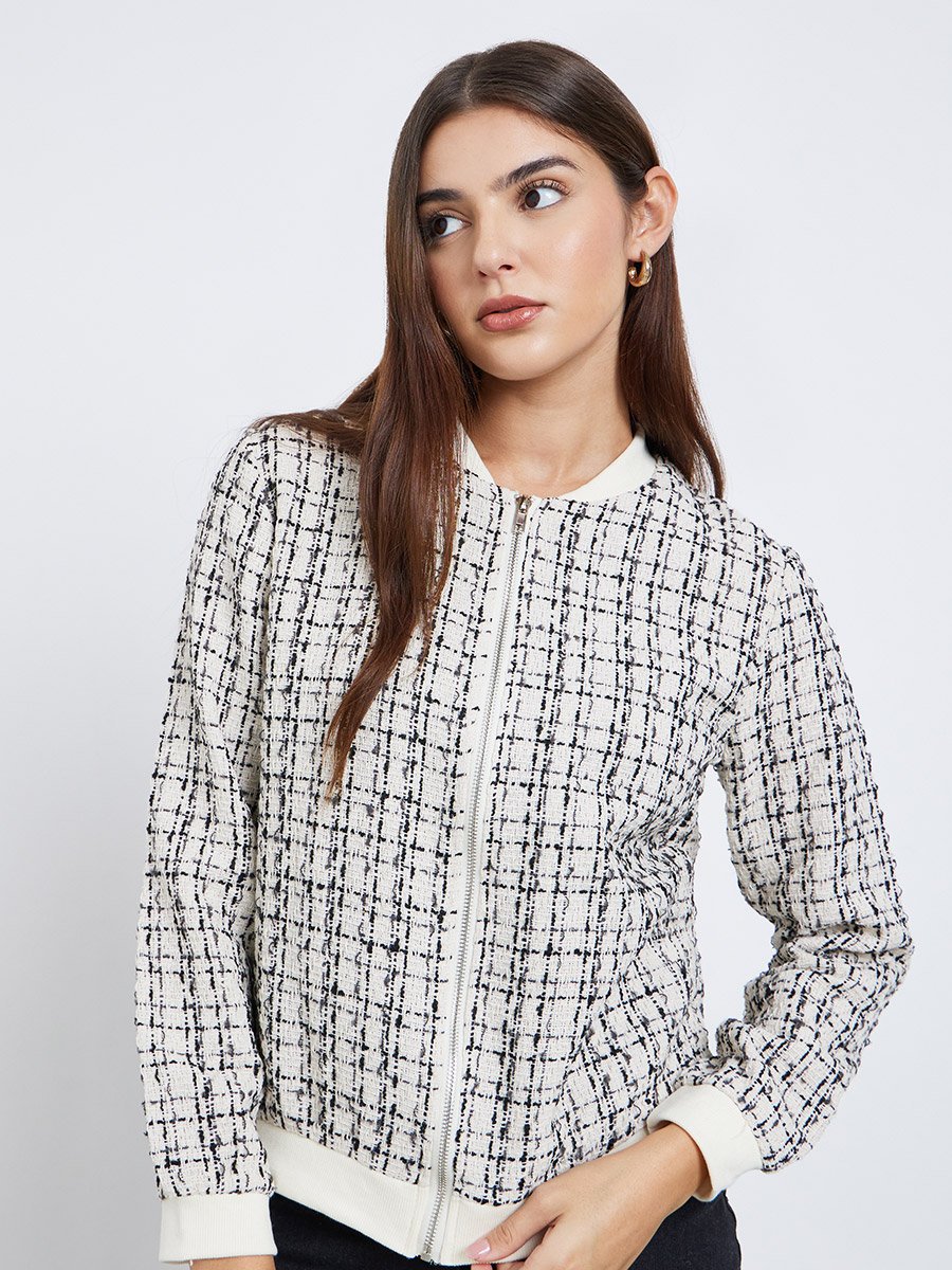 Off White Regular Fit Tweed Look Jacket