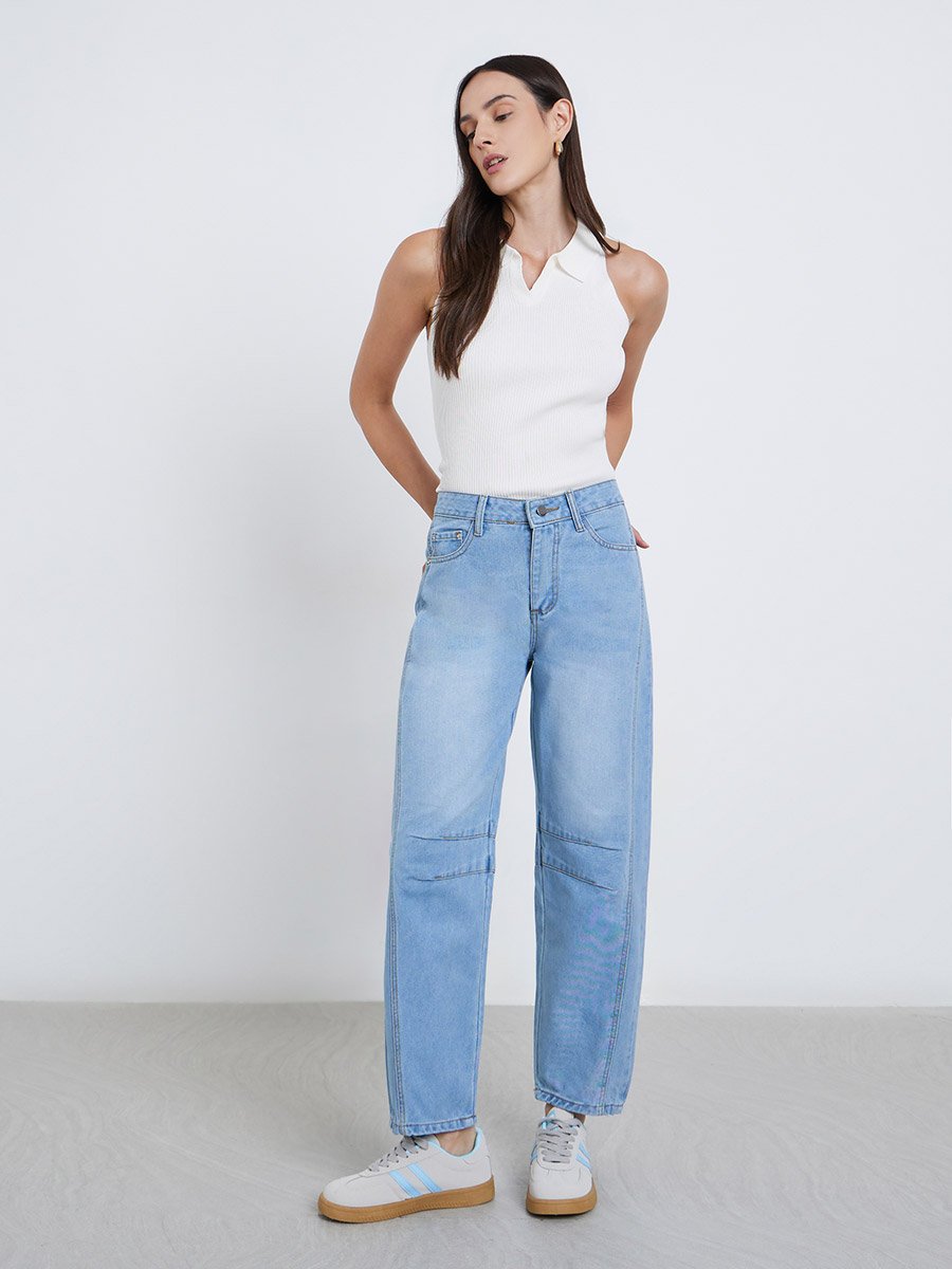 High Rise Relaxed Fit Faded Jeans