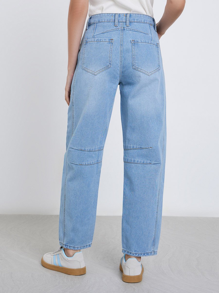 High Rise Relaxed Fit Faded Jeans