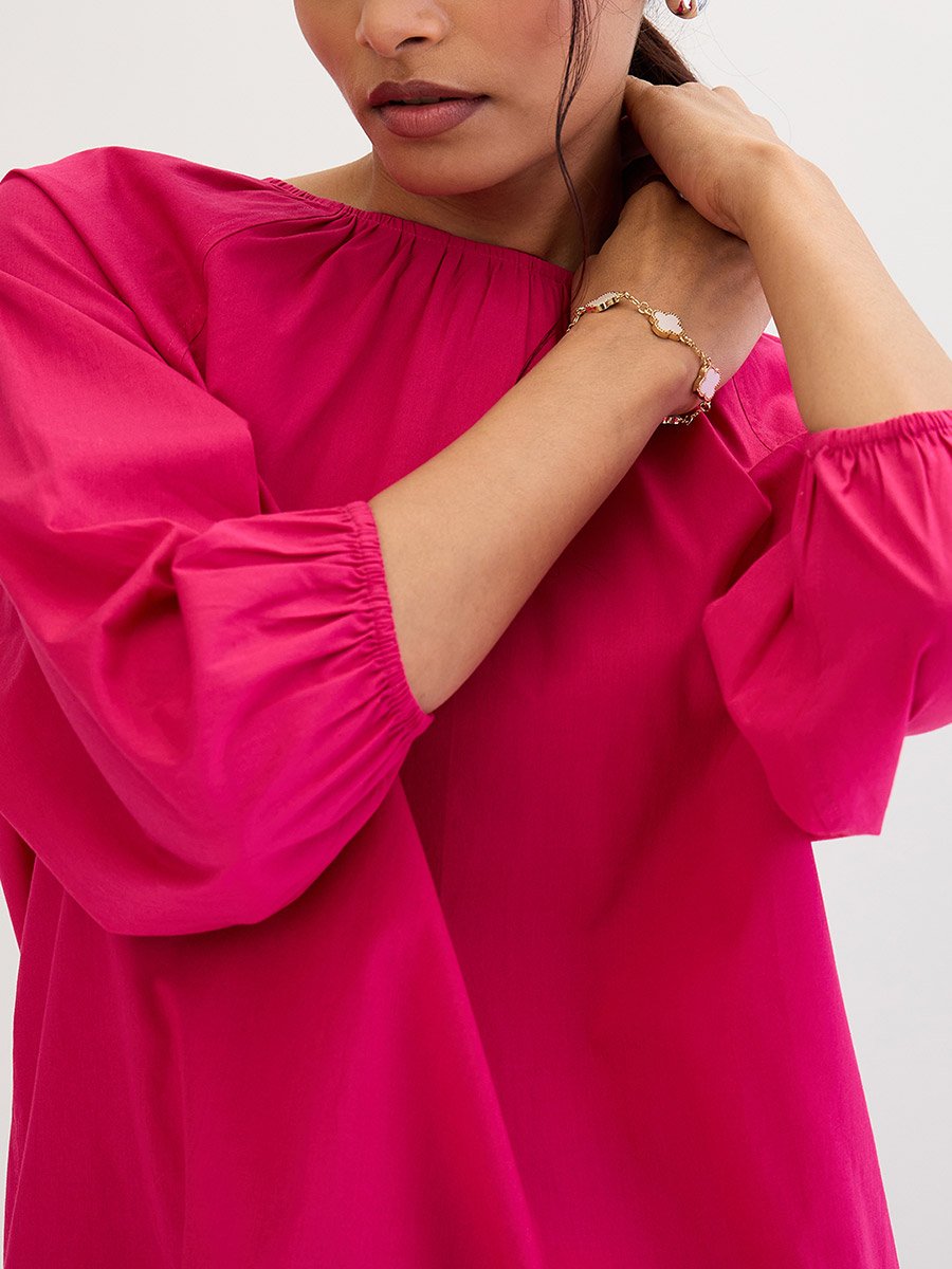 Pink Poplin Back Tie-Up Top
