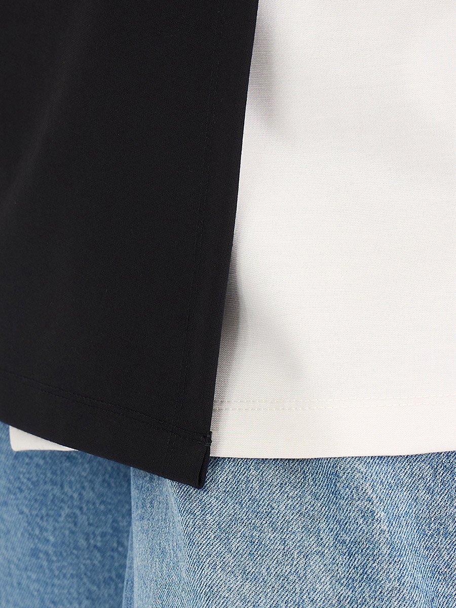 Black Color Block Oversized Top