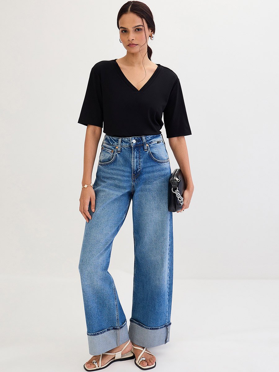 Black V Neck Basic T-Shirt