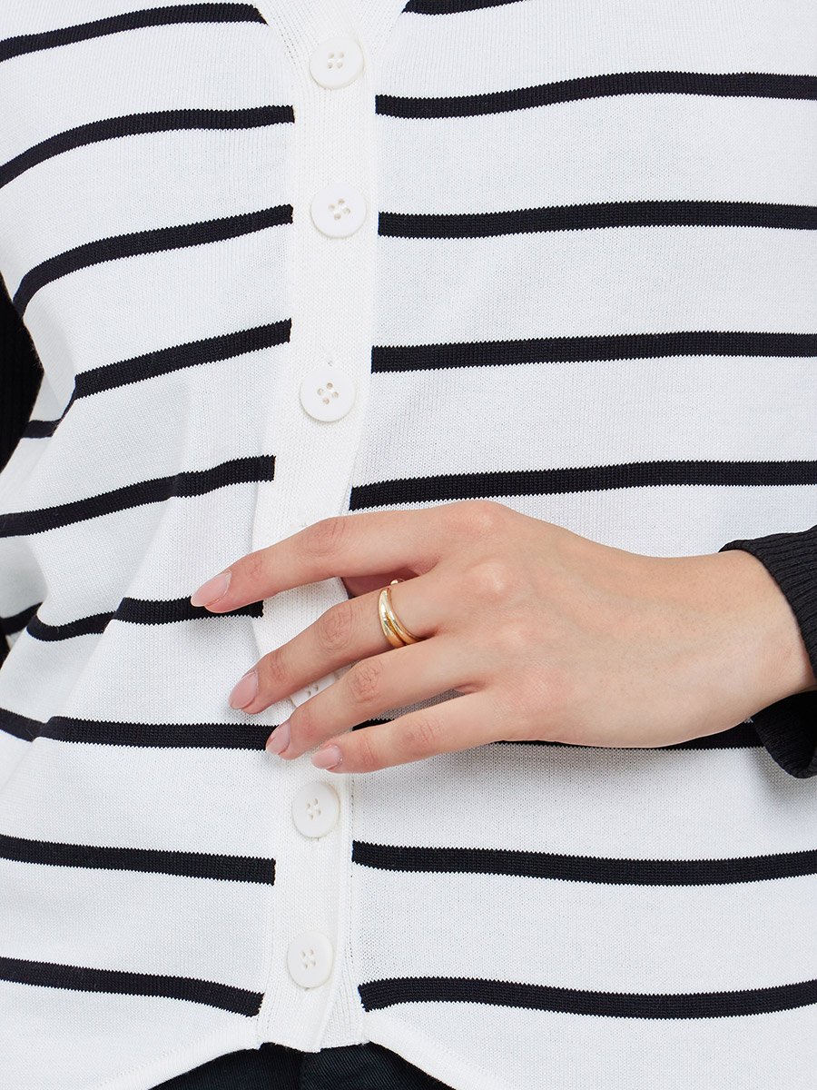 White Striped Knit Sweater Vest