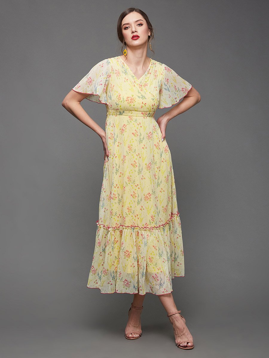 All-Over Floral Print Ruffled Hem Maxi Dress