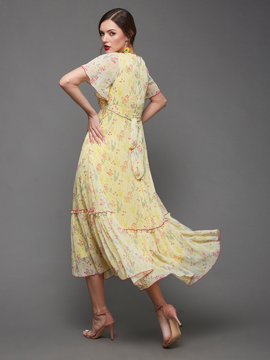 All-Over Floral Print Ruffled Hem Maxi Dress