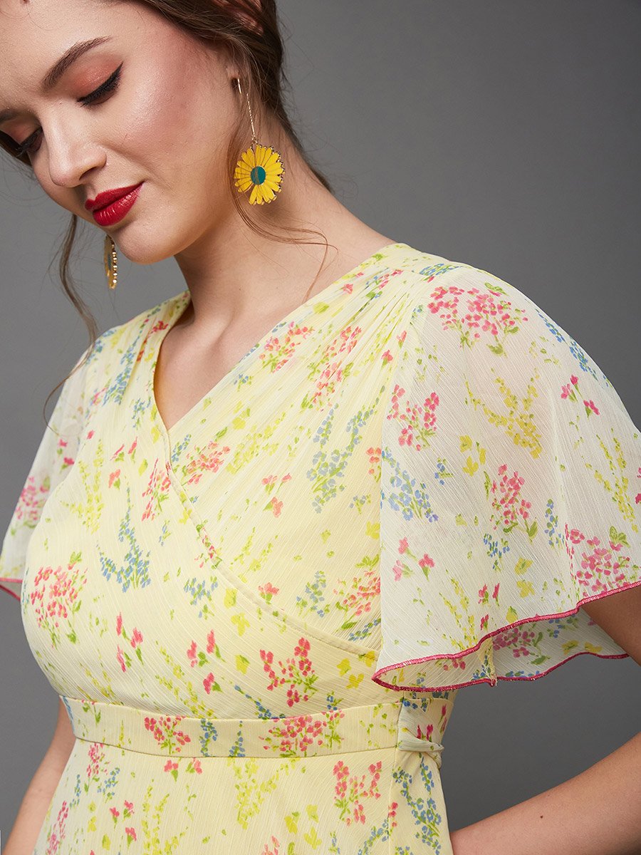 All-Over Floral Print Ruffled Hem Maxi Dress